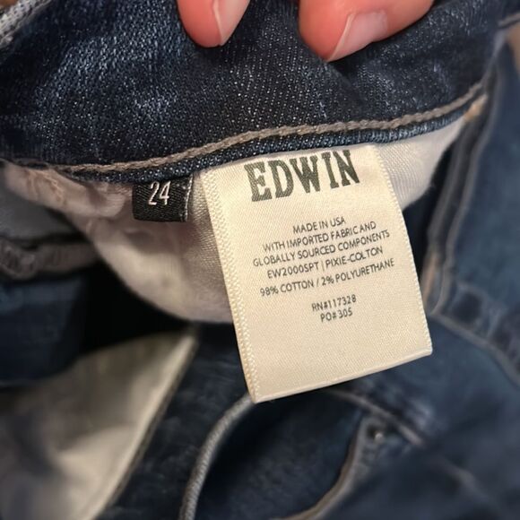 PREMIUM EDWIN PIXIE MID RISE SKINNY JEANS IN DARKER WASH SIZE 24 FROM EVEREVE - Picture 7 of 9